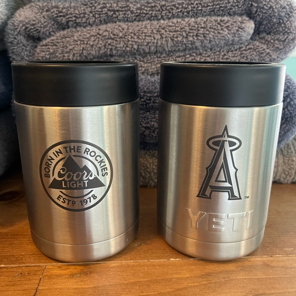 YETI Silver and Black Insulated Mugs